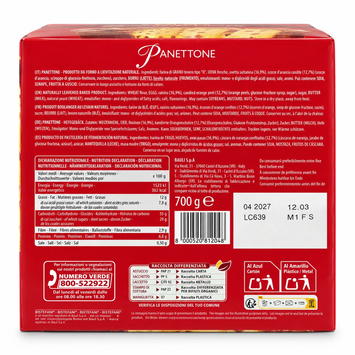 Bistefani Panettone 700 g