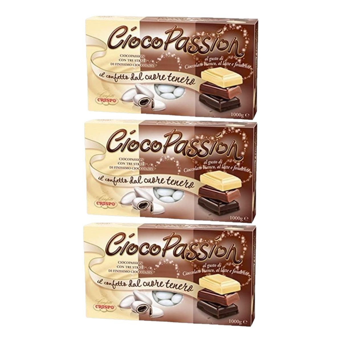 Crispo Confetti CiocoPassion Triplo Cioccolato 1 kg. 3 pezzi