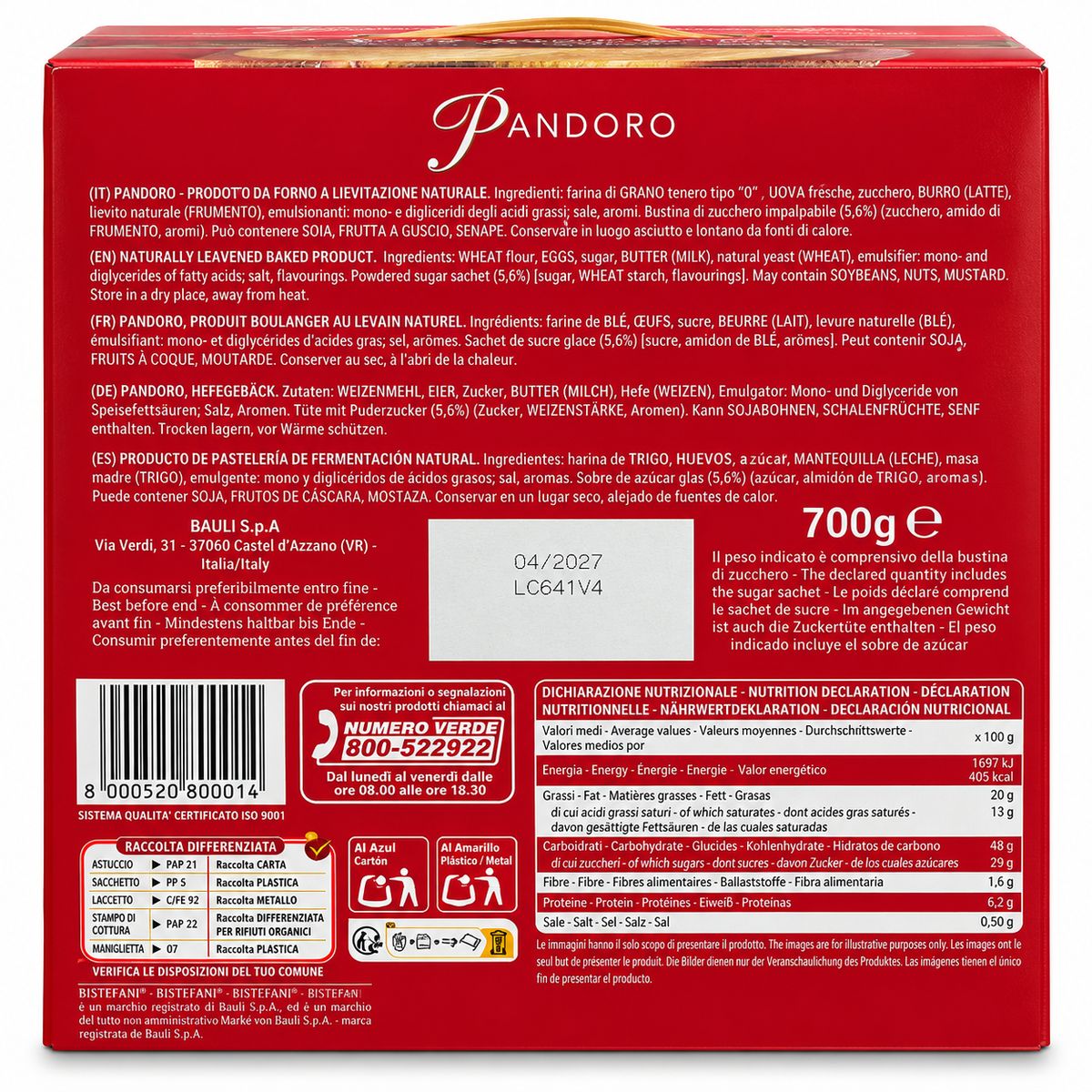 Bistefani Pandoro 700 g