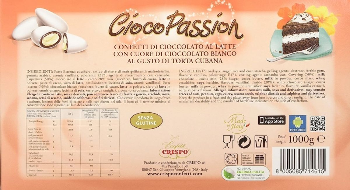 Crispo Confetti CiocoPassion Cuban Cake 1 Kg.
