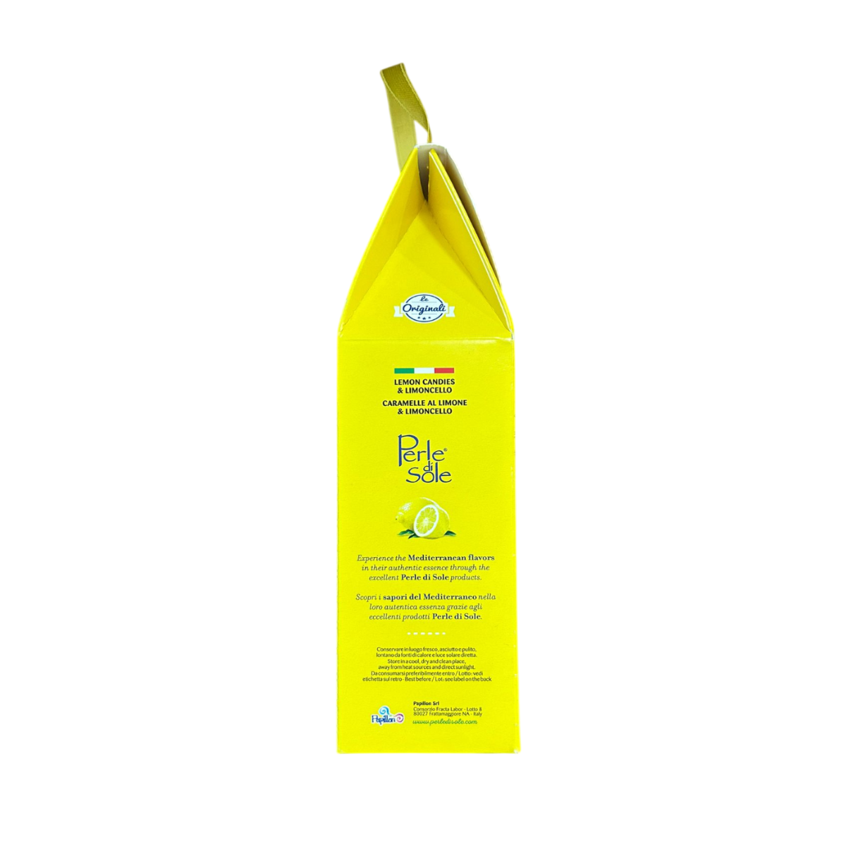 Perle di Sole Zitronenbonbons und Sorrento Limoncello g.g.A. Geschenkbox 170 g + 10 cl