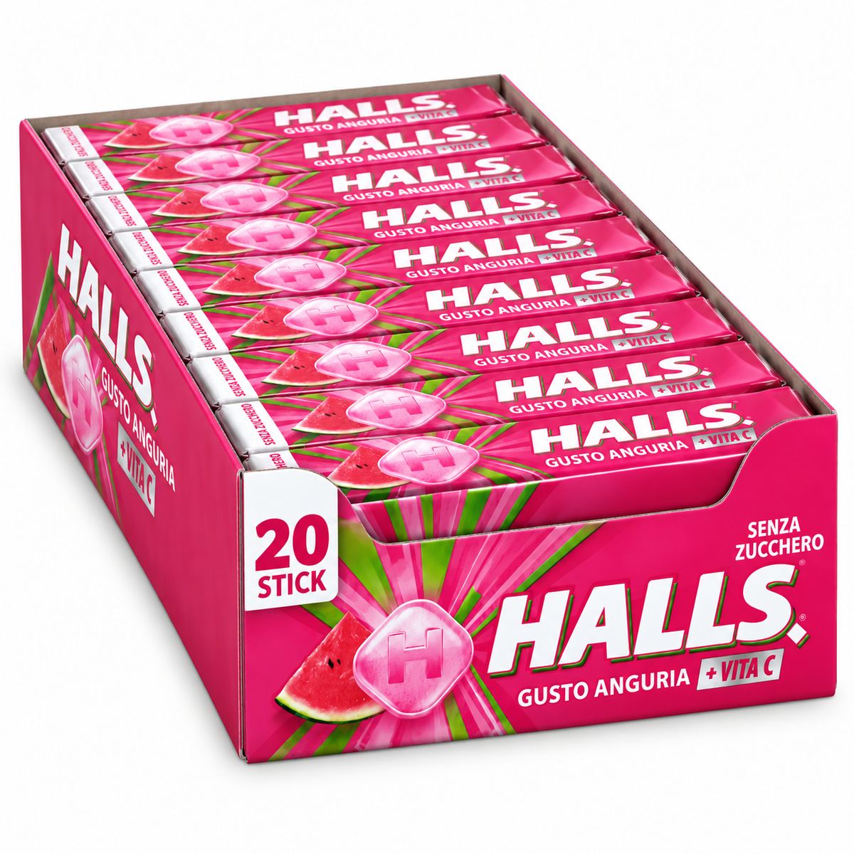 Halls Wassermelonengeschmack + Vitamin C zuckerfrei 20 Stück × 32 g