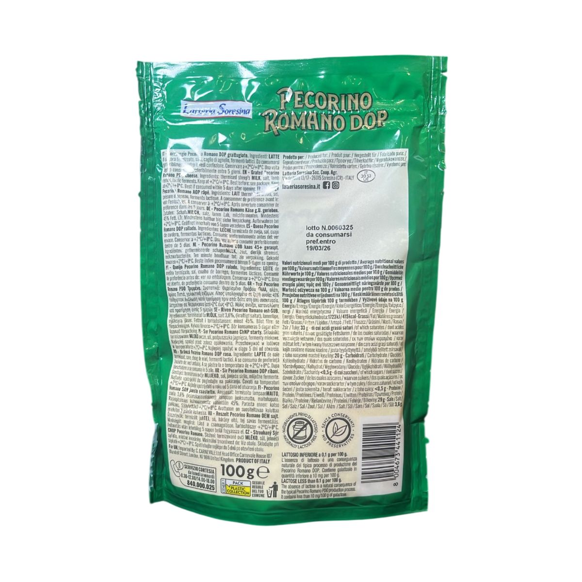 Latteria Soresina Pecorino Romano DOP Grated 100g