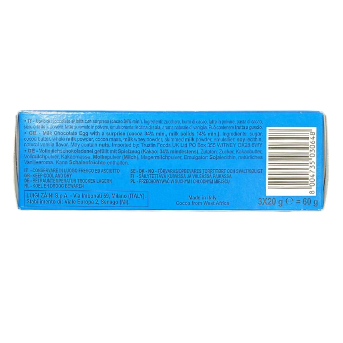 Sonic Milk Chocolate Eggs 3×20 g