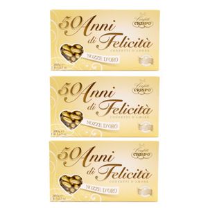 Crispo Confetti 50 anni di Felicità confetto mandorla extra pelata incartata oro 500 Gr._0
