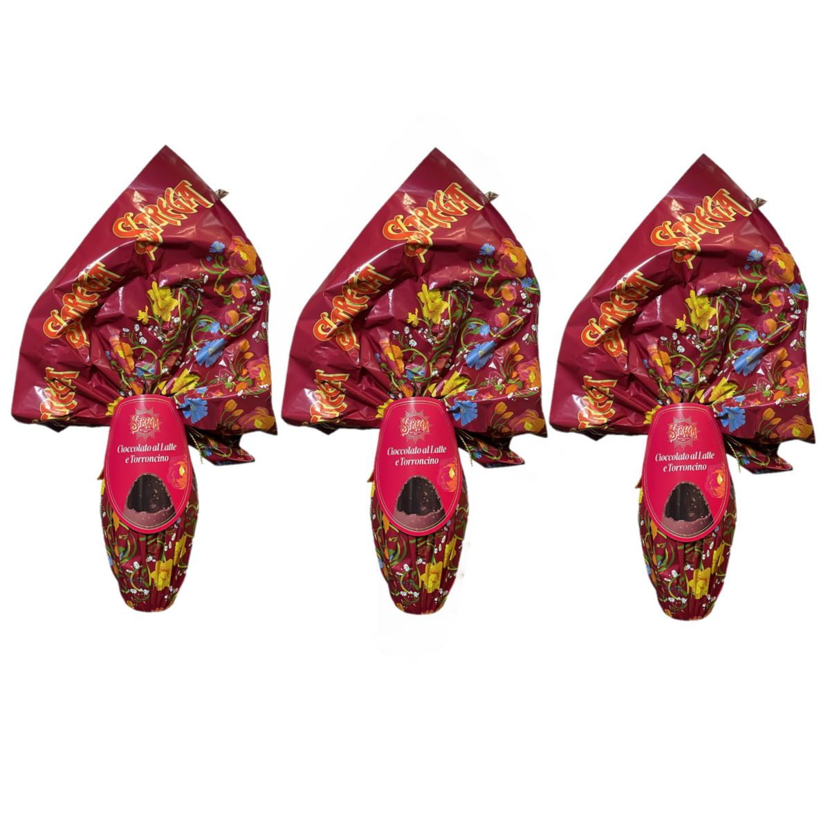 Huevo de Chocolate con Leche y Turrón Strega Alberti 300 Gr - 3 Piezas