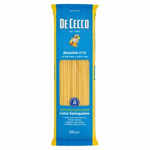 De Cecco Bucatini n°15 500 g – Pasta di Semola di Grano Duro a Lenta Essiccazione