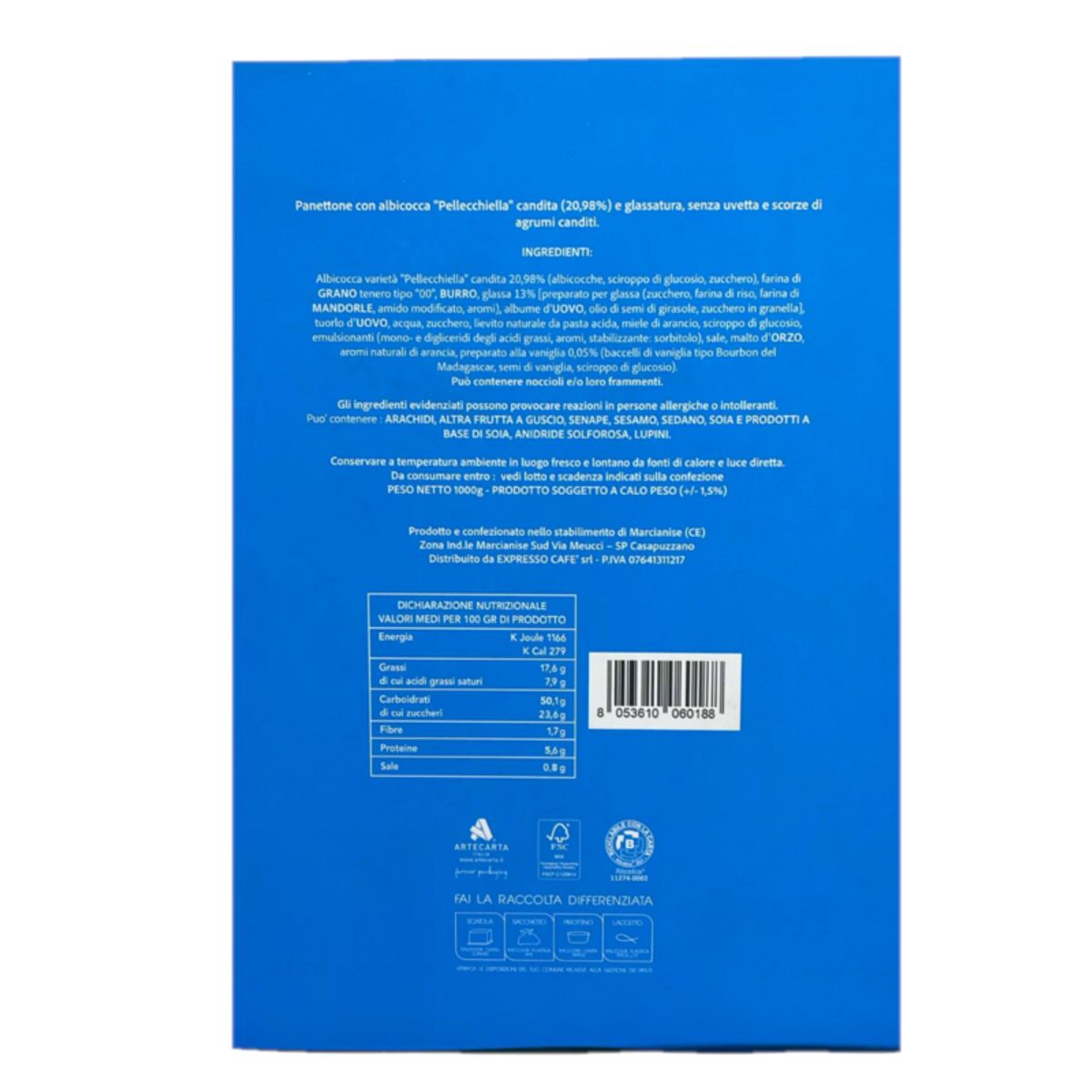 Preisgekrönter, handwerklich hergestellter Aprikosen-Panettone aus Neapel – Offizielle SSC Napoli Edition – Feines italienisches Gebäck 1 kg