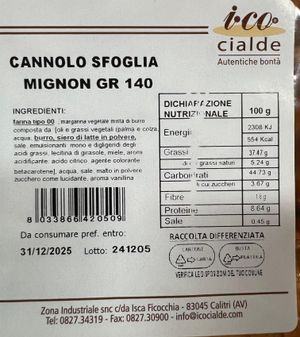 I.CO Cialde cannolo sfoglia Mignon 140 Gr. _1