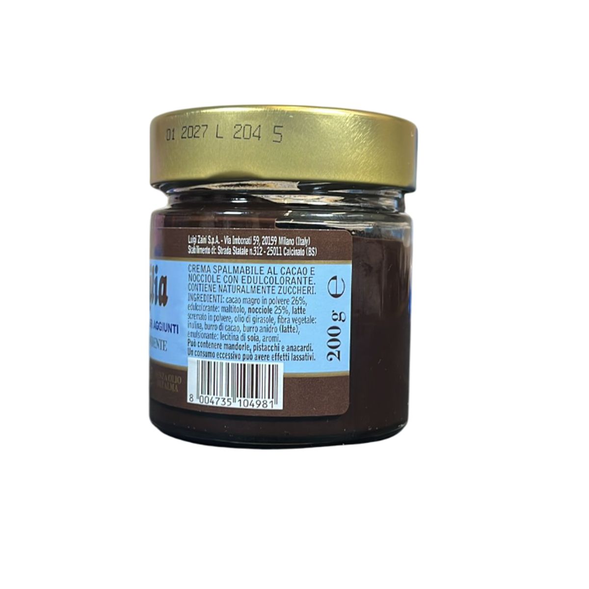 Zaini Dark Chocolate Spreadable Cream 26% Without Added Sugar 200g
