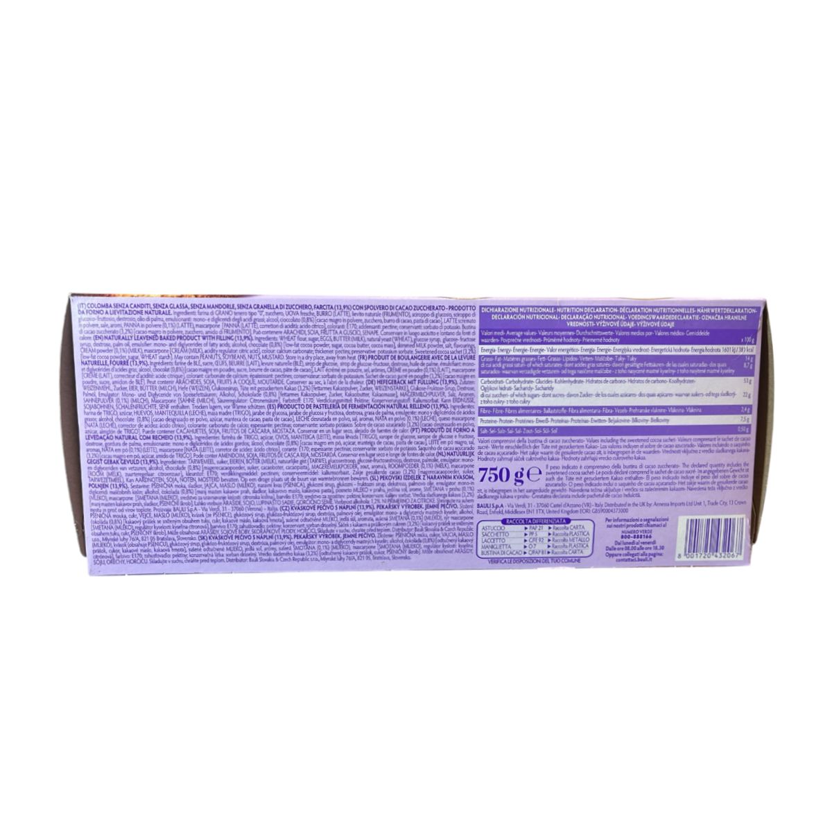 Bauli Colomba Crème et Chocolat 750g