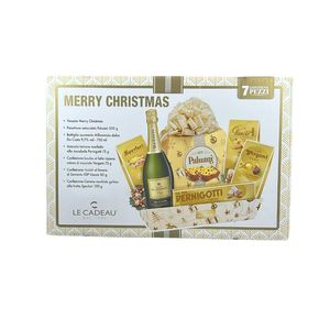 Le Cadeau “Merry Christmas” Gift Basket 7 Items – Italian Gourmet Christmas Hamper with Premium Delicacies_0