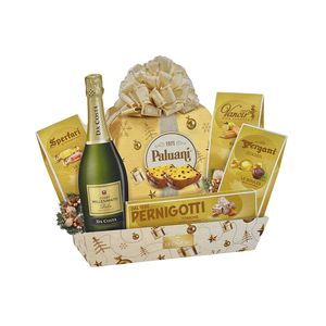 Le Cadeau “Merry Christmas” Gift Basket 7 Items – Italian Gourmet Christmas Hamper with Premium Delicacies