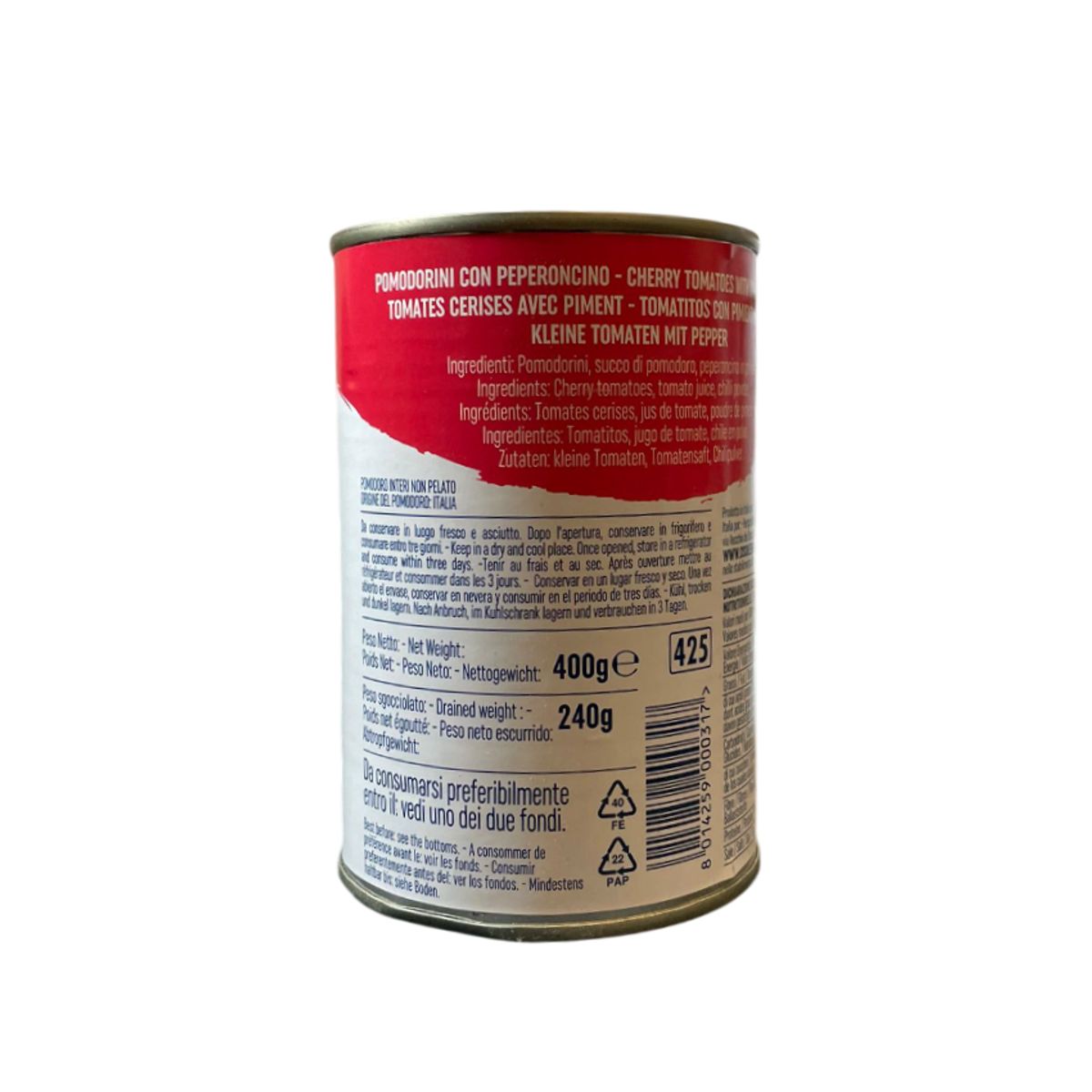 "O sole e Napule" Würzige Kirschtomaten in der Dose 400 g.