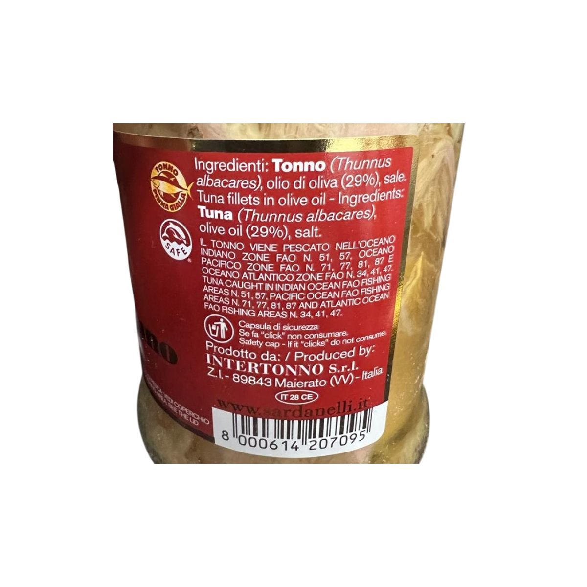 Filete de Atún Sardanelli en Aceite de Oliva 190g en Vaso