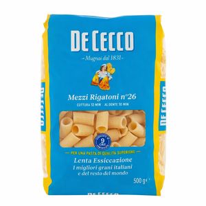 De Cecco Mezzi Rigatoni n° 26 500 g – Pâtes de semoule de blé dur séchées lentement