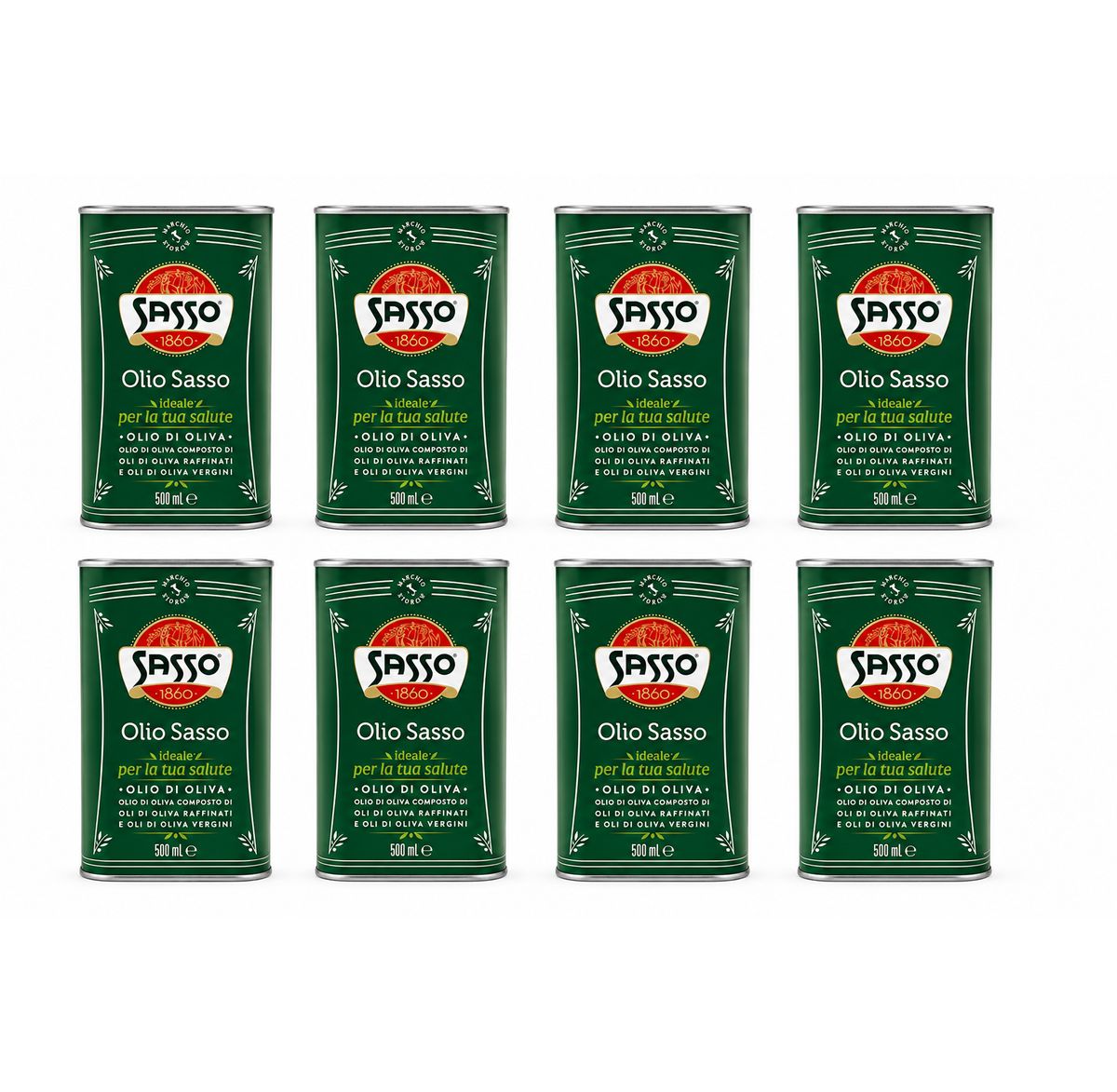 Sasso Olive Oil 500 ml in a Can - 8 pieces