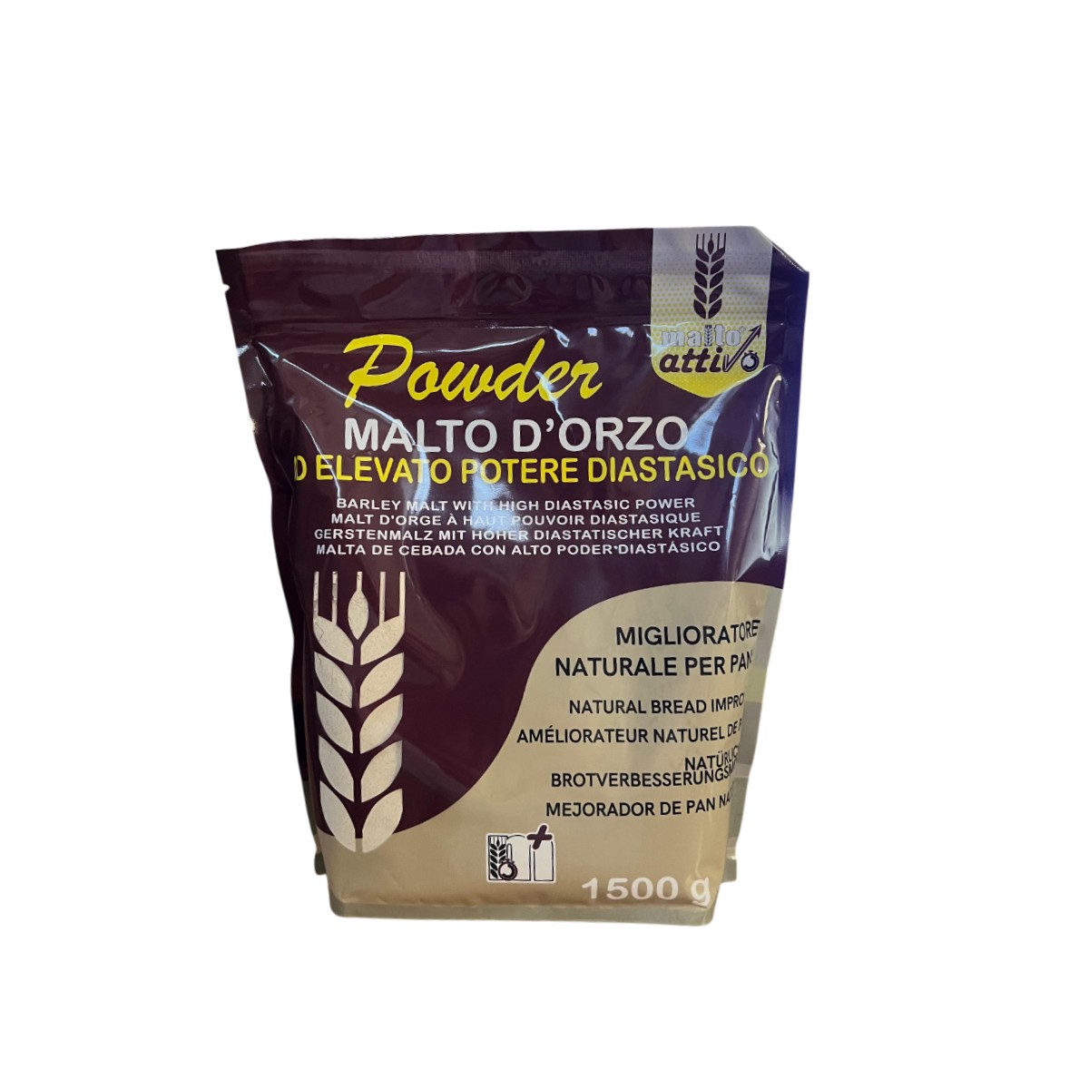 Malto attivo Farina di Orzo Maltato Powder Diastasico 1,5 Kg.