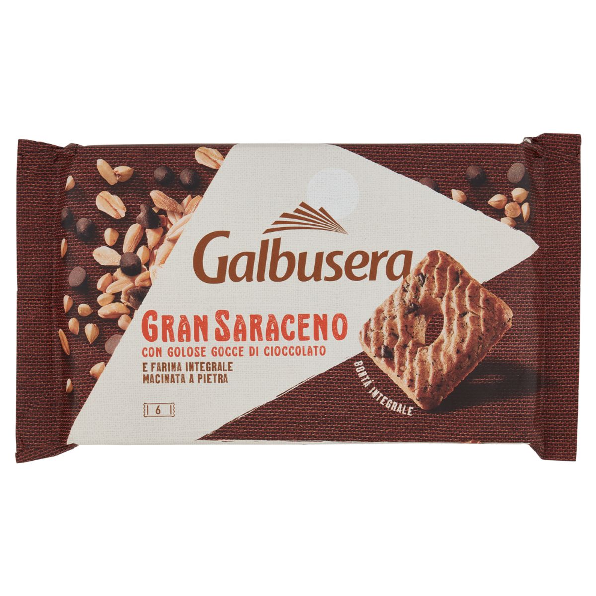 Galbusera Gran Saraceno with Chocolate Chips and Stone-Ground Wholemeal Flour 6 × 43.3 Gr.