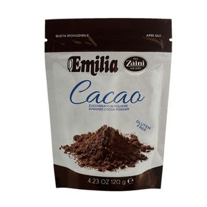 Emilia Zaini Sugared Cocoa Powder 120 g – Gluten-Free Resealable Bag, Perfect for Baking and Drinks