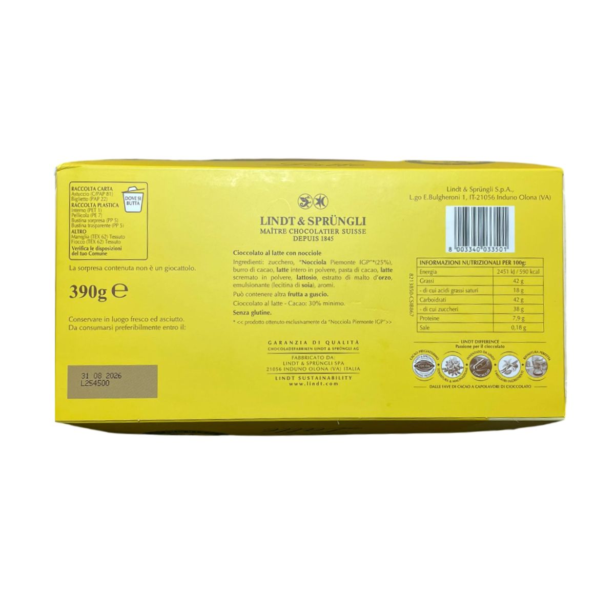 Chocolat au lait aux œufs Lindt Noccior 390 g