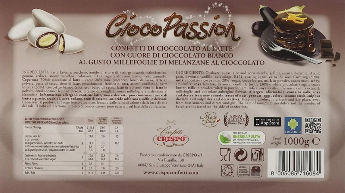 Crispo Confetti CiocoPassion Aubergine Millefeuille mit Schokolade 1 kg.