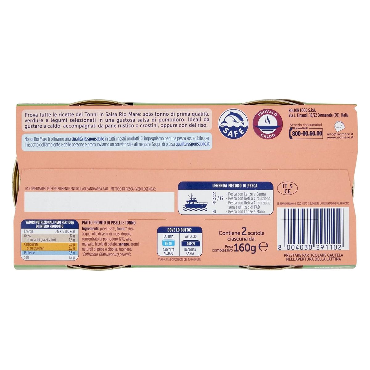 Rio mare Prêt au Goût Petits Pois et Thon 2 x 160 Gr.