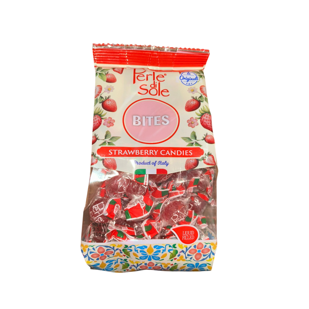 Perle di Sole Bites Strawberry Candies Caramelle Ripiene alla Fragola 100 g