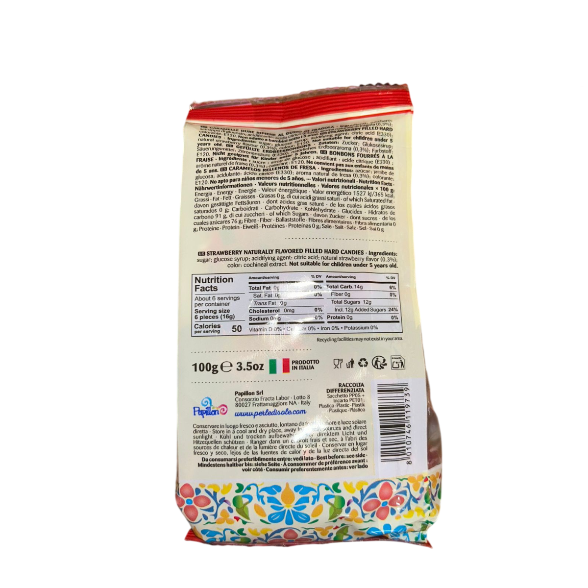 Perle di Sole Bites Strawberry Candies Caramelle Ripiene alla Fragola 100 g