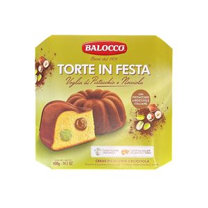 Balocco Torte in Festa Pistacho y Avellana 400 g – Bizcocho Italiano Relleno con Crema de Pistacho y Avellanas