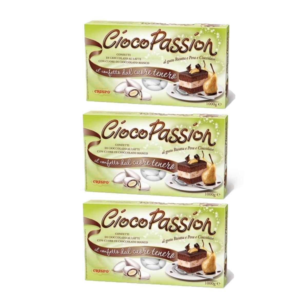 Crispo Confetti CiocoPassion Ricotta y Pera y Chocolate 1 kg. 3 piezas