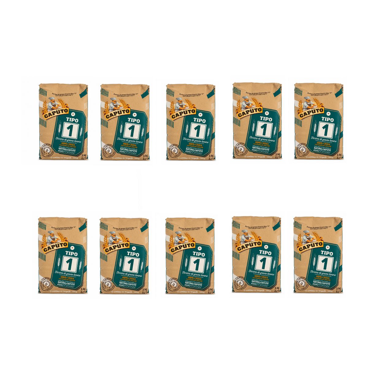 Caputo Farina Tipo 1 1 Kg | Farina di Grano Tenero - 10 pezzi