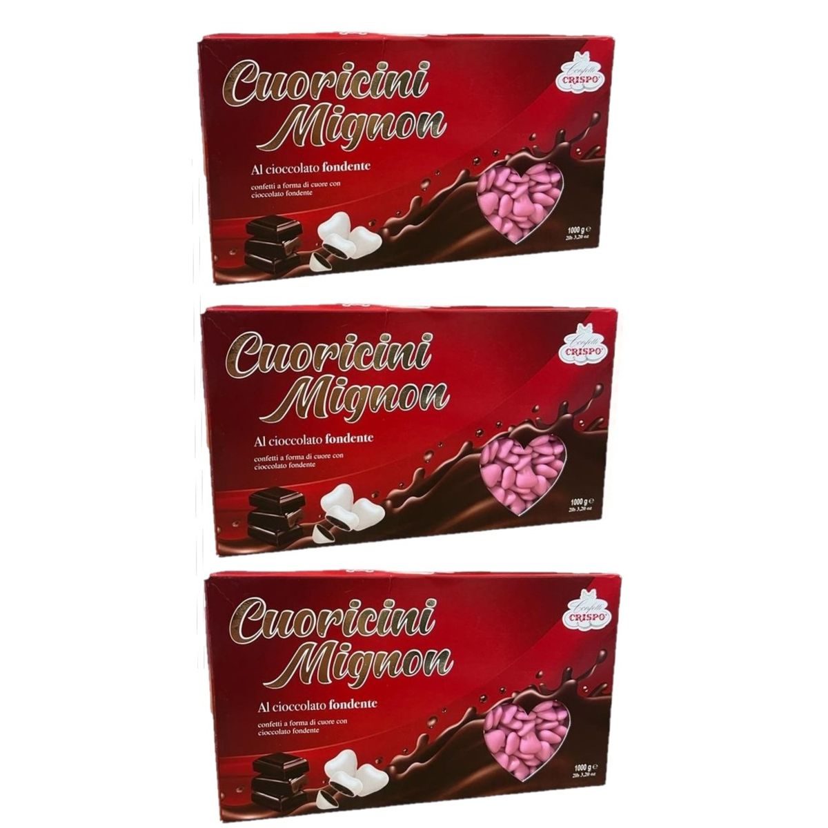 Crispo Confetti coeurs Mignon rose 1 Kg. 3 pièces