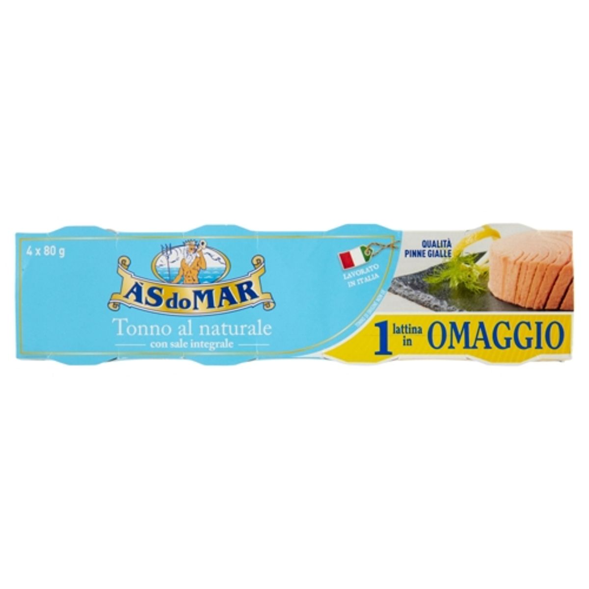 Asdomar Tonno al Naturale con sale integrale 4 x 80 Gr.