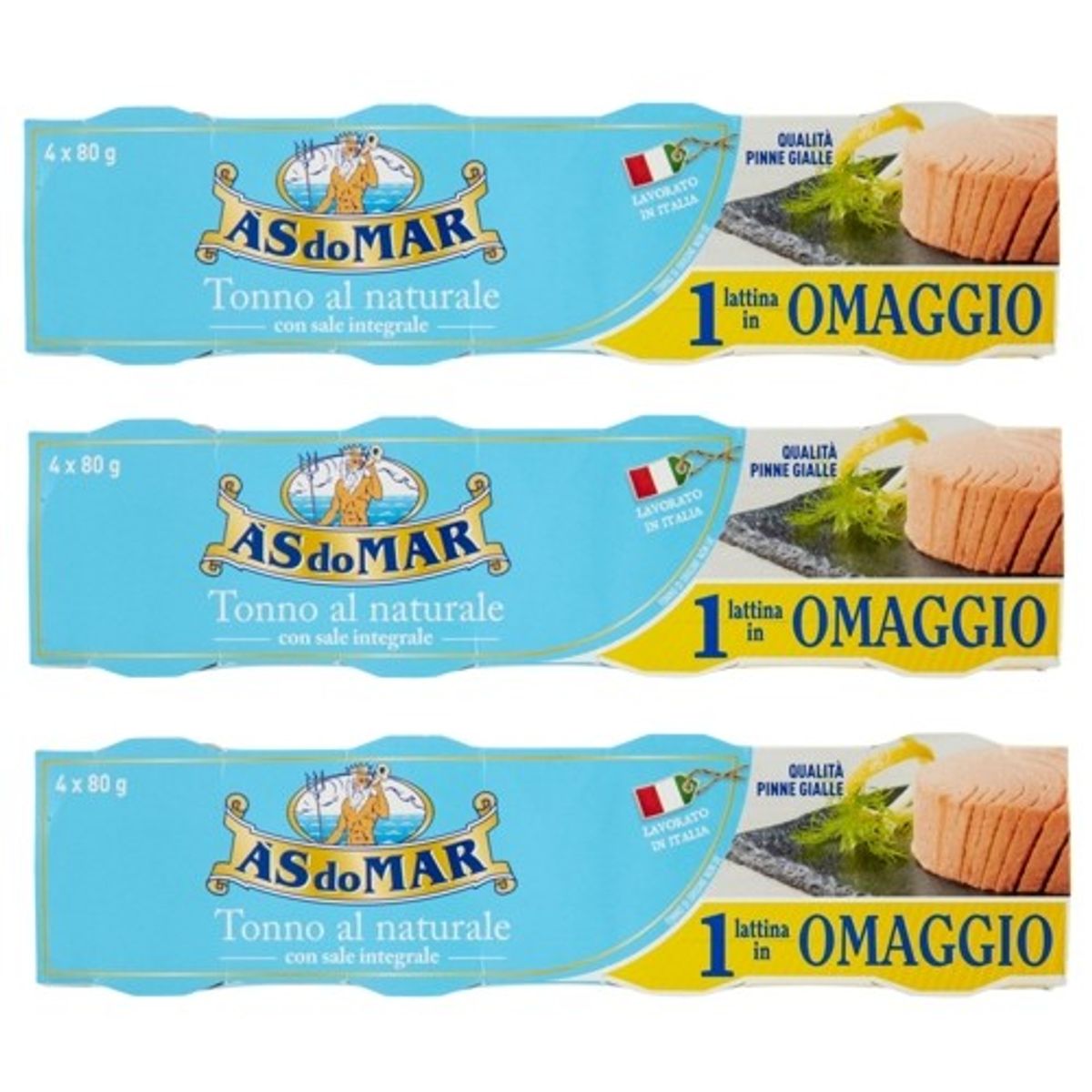 Asdomar Tonno al Naturale con sale integrale 4 x 80 Gr.