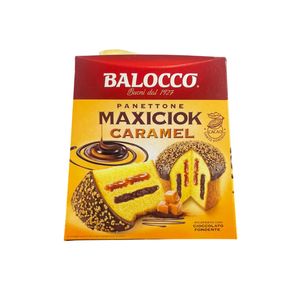 Balocco Maxiciok Caramel Panettone 800 g | Soft Italian Cake with Caramel Cream and Chocolate Chips