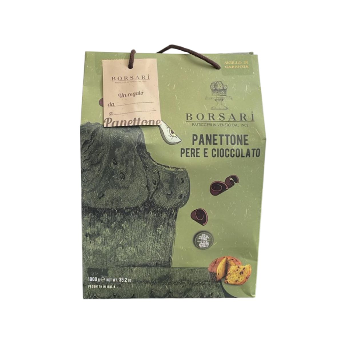 Borsari Panettone with Pears and Chocolate in a 1 kg Shopping Bag