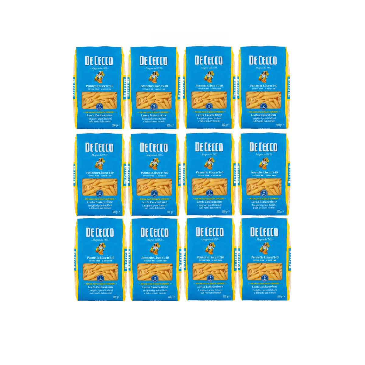 De Cecco Smooth Pennette No. 140 500 Gr. - 12 Pieces