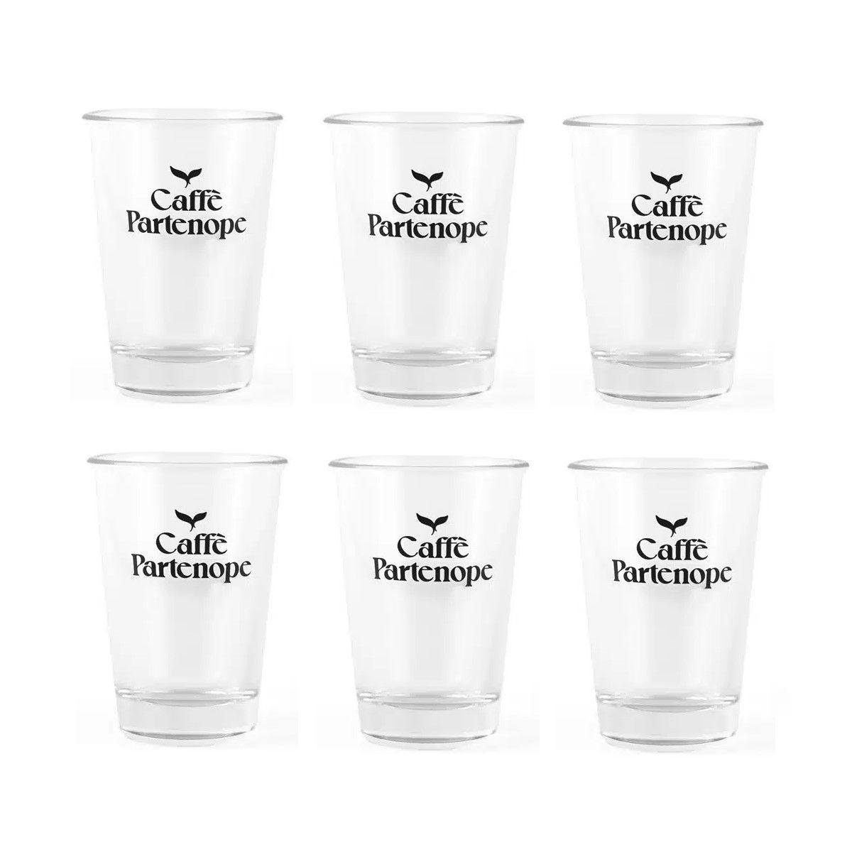 Partenope Set of glass glasses for Limoncello or Coffee (6 Pieces)