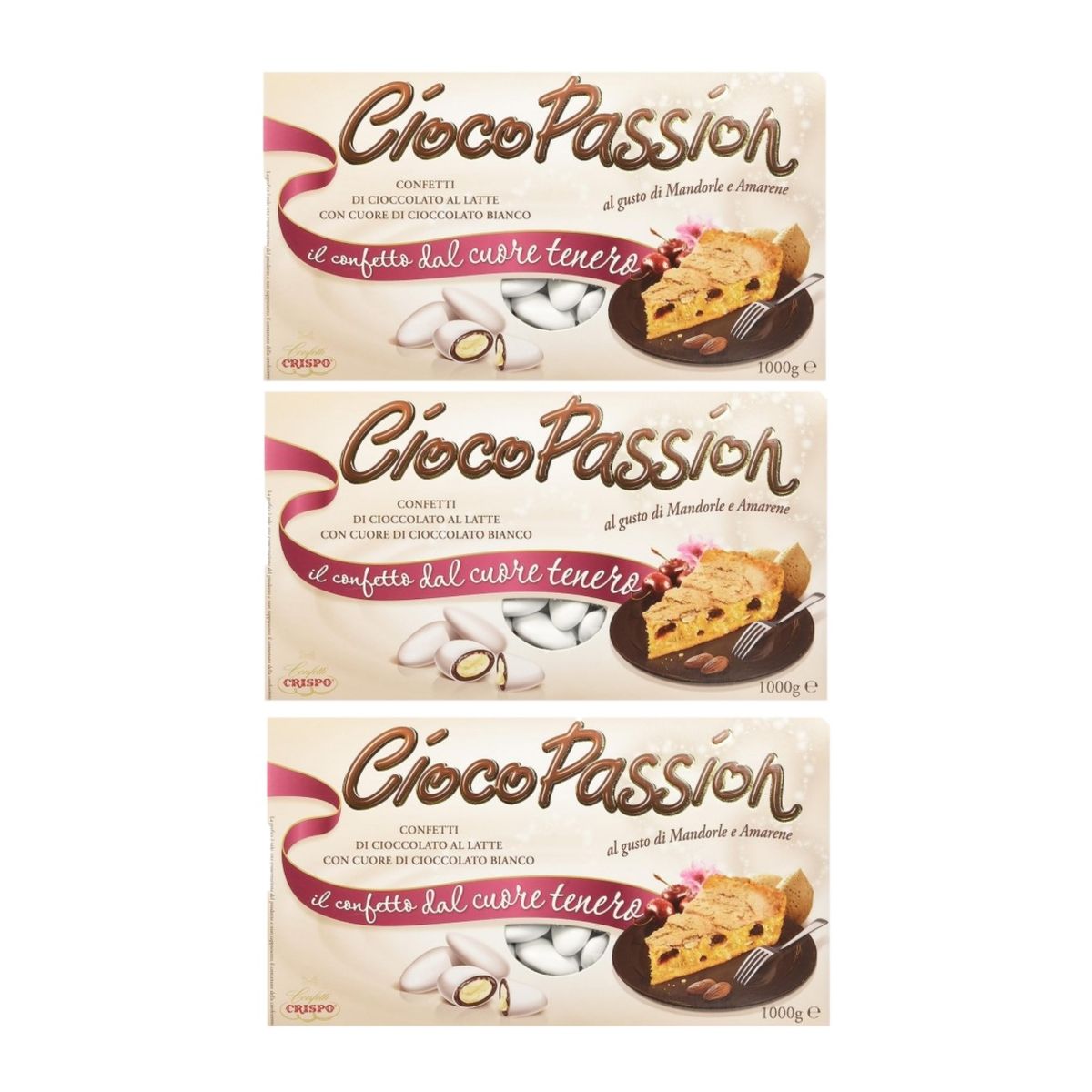 Crispo Confetti CiocoPassion Mandorle e Amarene 1 kg. 3 pezzi