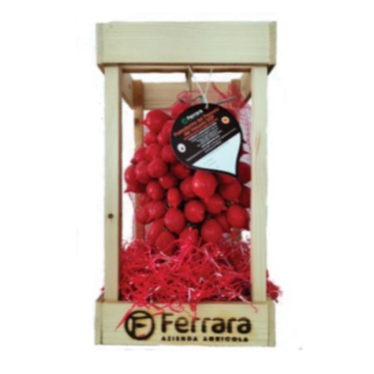 Ferrara Azienda agricola Pomodorino del Piennolo del Vesuvio DOP a Grappolo su trespolo di legno 1,5 Kg.