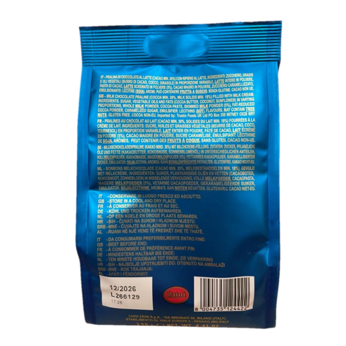 Zaini Boule d'Or Latte 125g – Milk Chocolate Pralines with Creamy Filling, Italian Quality