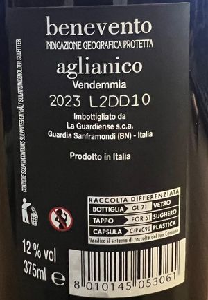 La guardiense vino aglianico beneventano IGP 375 ml._1