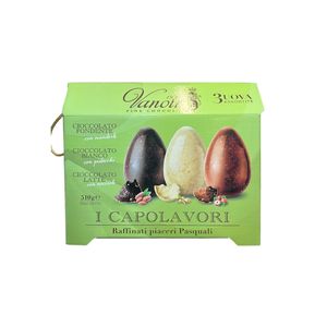 Vanoir I Capolavori 3 Schokoladen-Ostereier 510 g – Dunkel, Weiß und Vollmilch