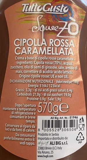 TuttoGusto squezò crema di cipolla rossa caramellata 570 Gr._1