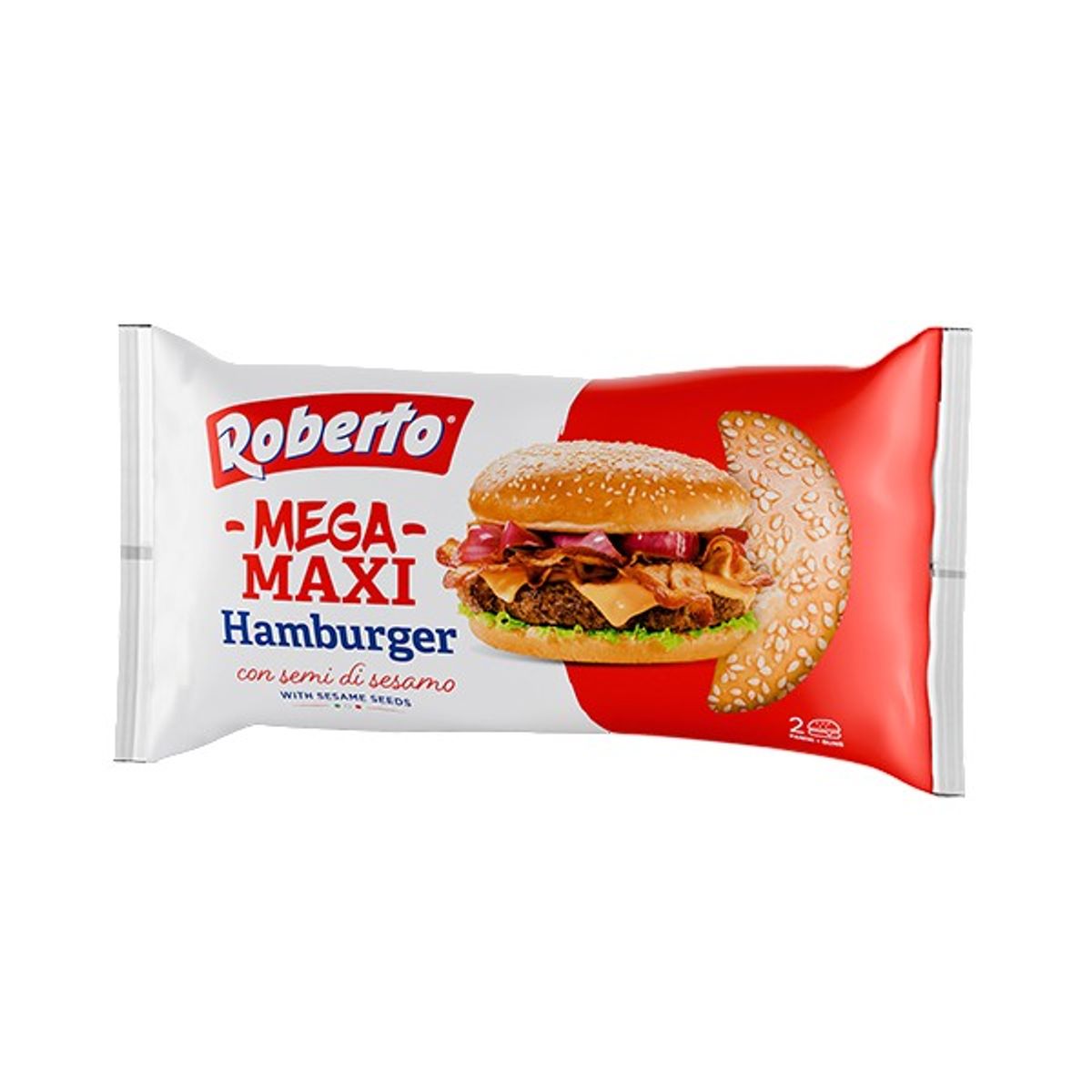 Roberto Mega Maxi Hamburger con Semi di Sesamo 2 Panini 250 Gr.