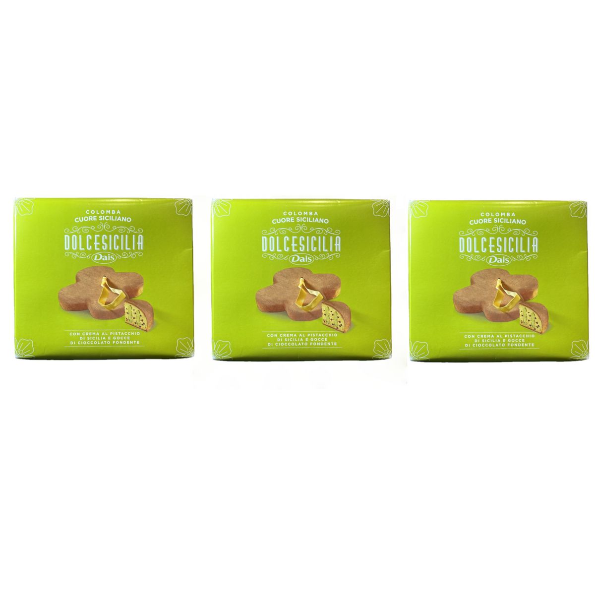 Dais Colomba Sicilian Heart Pistachio and Dark Chocolate Chips 750 Gr - 3 Pieces