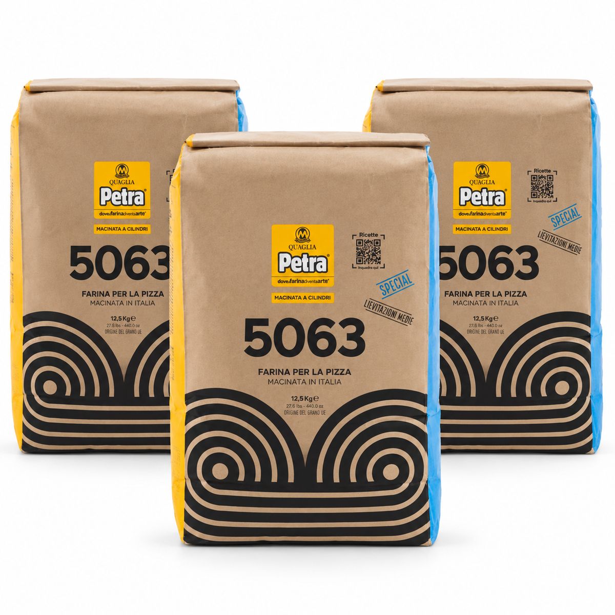 Harina para pizza Molino Quaglia PETRA 5063 12,5 kg - 3 piezas