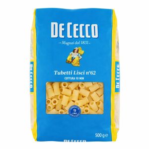 De Cecco Tubetti Lisci No.62 500 g – Durum Wheat Semolina Pasta