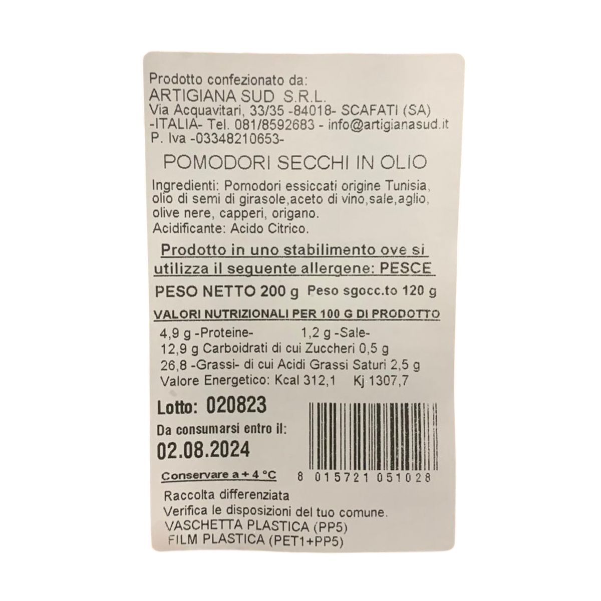 Artigiana SUD Pomodori Secchi 200 Gr. - 3 Pezzi